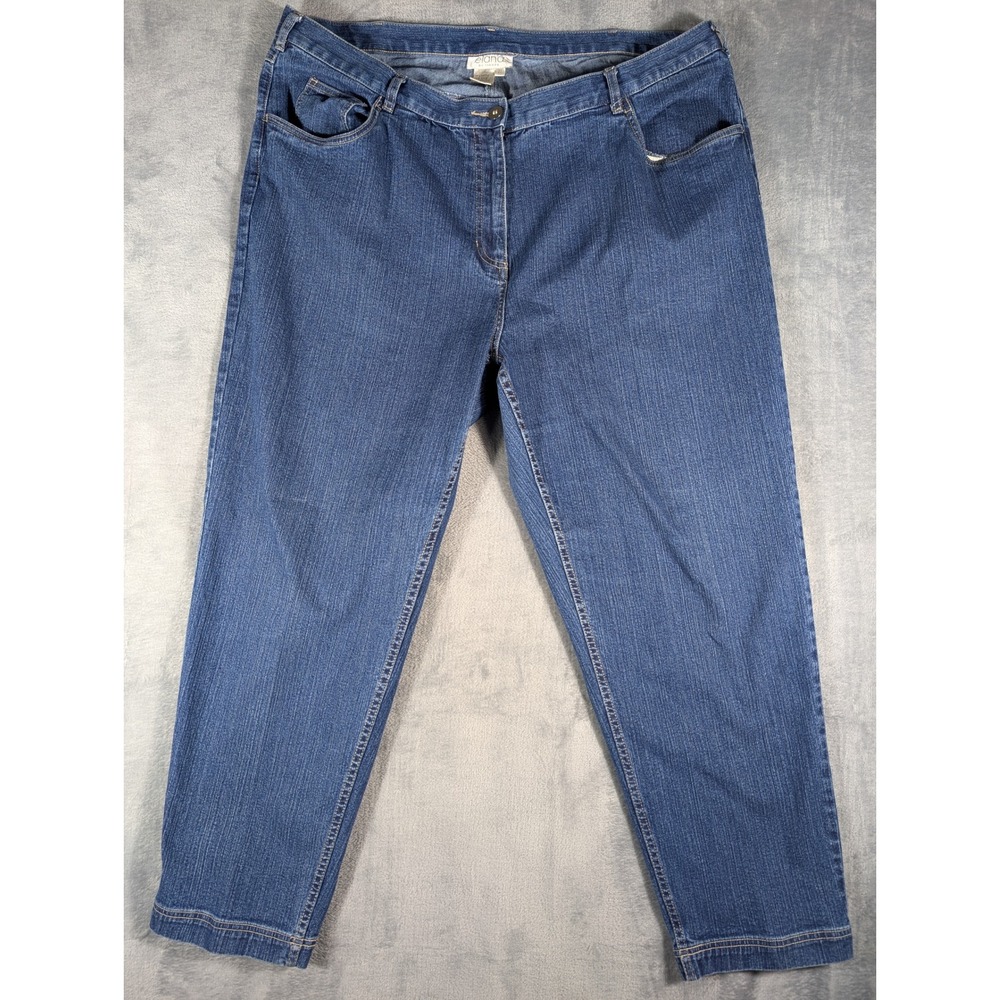 Elana by Tanner Women's 22 Blue High Rise Straight Leg Stretch Denim Jeans Pants